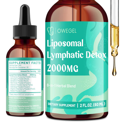 owegel Liposomal Lymphatic Drainage Drops 2000mg – Immune & Lymph System Support – Lymphatic Detox and Cleanse with Echinacea, Red Clover, Dandelion & Cleavers – Sugar-Free, Alcohol-Free – 2 FL OZ - dailyvitalstore