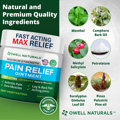 OWELL NATURALS Arthritis Pain Relief Ointment with Arnica & MSM – Deep Penetrating Joint & Muscle Therapy for Knee, Back, Sore Muscles, Legs, 3.5 oz (2 Pack) - dailyvitalstore