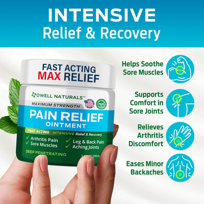 OWELL NATURALS Arthritis Pain Relief Ointment with Arnica & MSM – Deep Penetrating Joint & Muscle Therapy for Knee, Back, Sore Muscles, Legs, 3.5 oz (2 Pack) - dailyvitalstore