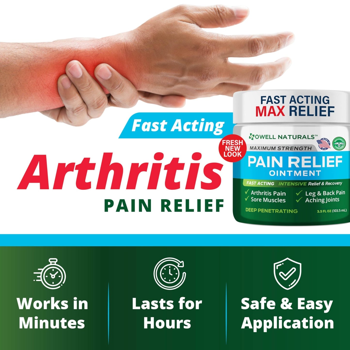 OWELL NATURALS Arthritis Pain Relief Ointment with Arnica & MSM – Deep Penetrating Joint & Muscle Therapy for Knee, Back, Sore Muscles, Legs, 3.5 oz (2 Pack) - dailyvitalstore