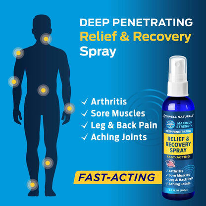 OWELL NATURALS Deep Penetrating Pain Relief Liquid Spray, Fast-Acting, Long Lasting, Natural Relief for Muscle Aches, Joint Pain, Stiffness, Quick Dry Formula, 3.5 oz - dailyvitalstore