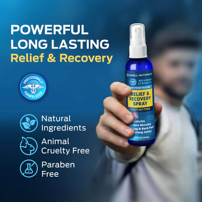 OWELL NATURALS Deep Penetrating Pain Relief Liquid Spray, Fast-Acting, Long Lasting, Natural Relief for Muscle Aches, Joint Pain, Stiffness, Quick Dry Formula, 3.5 oz - dailyvitalstore