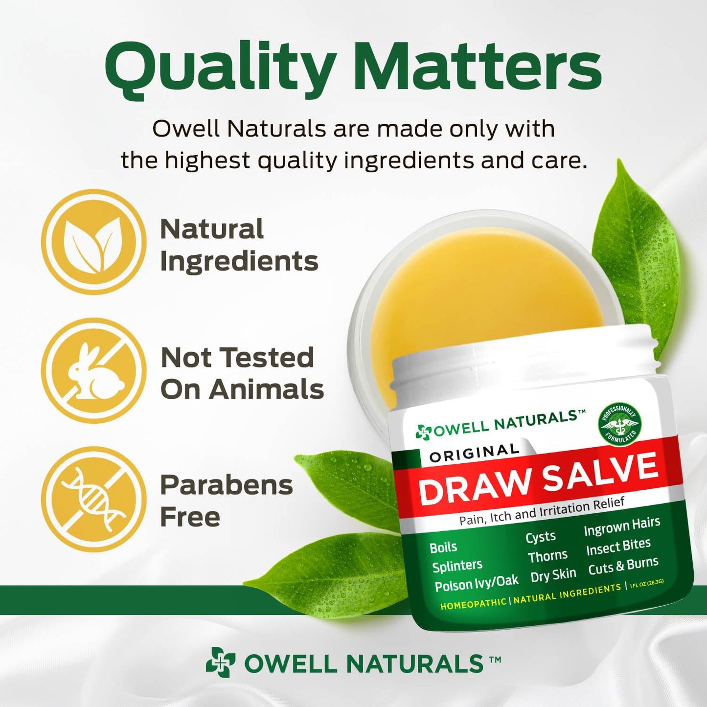 OWELL Naturals Drawing Salve Ointment for Boil & Cyst Removal, Deep Ingrown Hair, Splinter Remover, Bug Spider Bites, Bee Sting, Mosquito Itching, Poison Ivy - dailyvitalstore