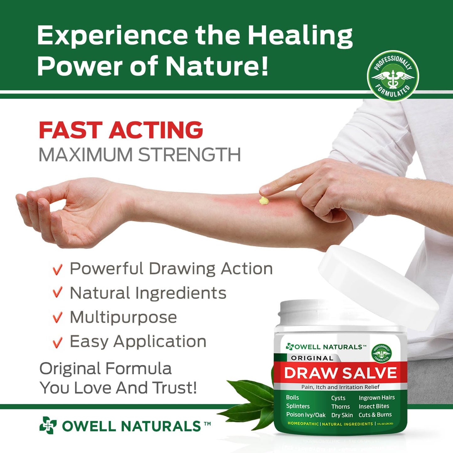 OWELL Naturals Drawing Salve Ointment for Boil & Cyst Removal, Deep Ingrown Hair, Splinter Remover, Bug Spider Bites, Bee Sting, Mosquito Itching, Poison Ivy - dailyvitalstore