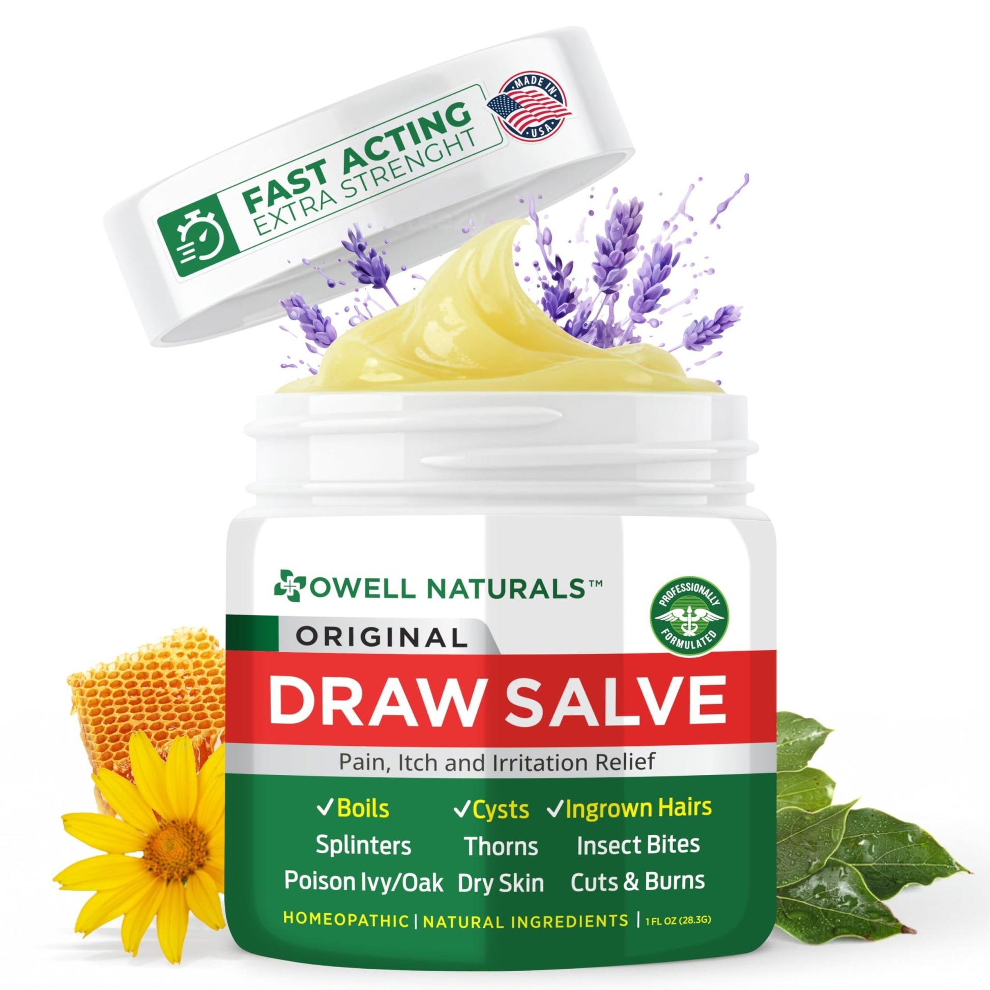 OWELL Naturals Drawing Salve Ointment for Boil & Cyst Removal, Deep Ingrown Hair, Splinter Remover, Bug Spider Bites, Bee Sting, Mosquito Itching, Poison Ivy - dailyvitalstore