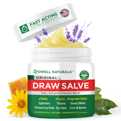 OWELL Naturals Drawing Salve Ointment for Boil & Cyst Removal, Deep Ingrown Hair, Splinter Remover, Bug Spider Bites, Bee Sting, Mosquito Itching, Poison Ivy - dailyvitalstore