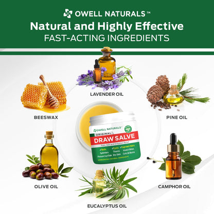 OWELL Naturals Drawing Salve Ointment for Boil & Cyst Removal, Deep Ingrown Hair, Splinter Remover, Bug Spider Bites, Bee Sting, Mosquito Itching, Poison Ivy - dailyvitalstore