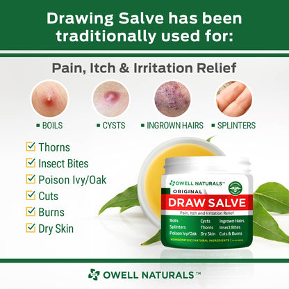 OWELL Naturals Drawing Salve Ointment for Boil & Cyst Removal, Deep Ingrown Hair, Splinter Remover, Bug Spider Bites, Bee Sting, Mosquito Itching, Poison Ivy - dailyvitalstore