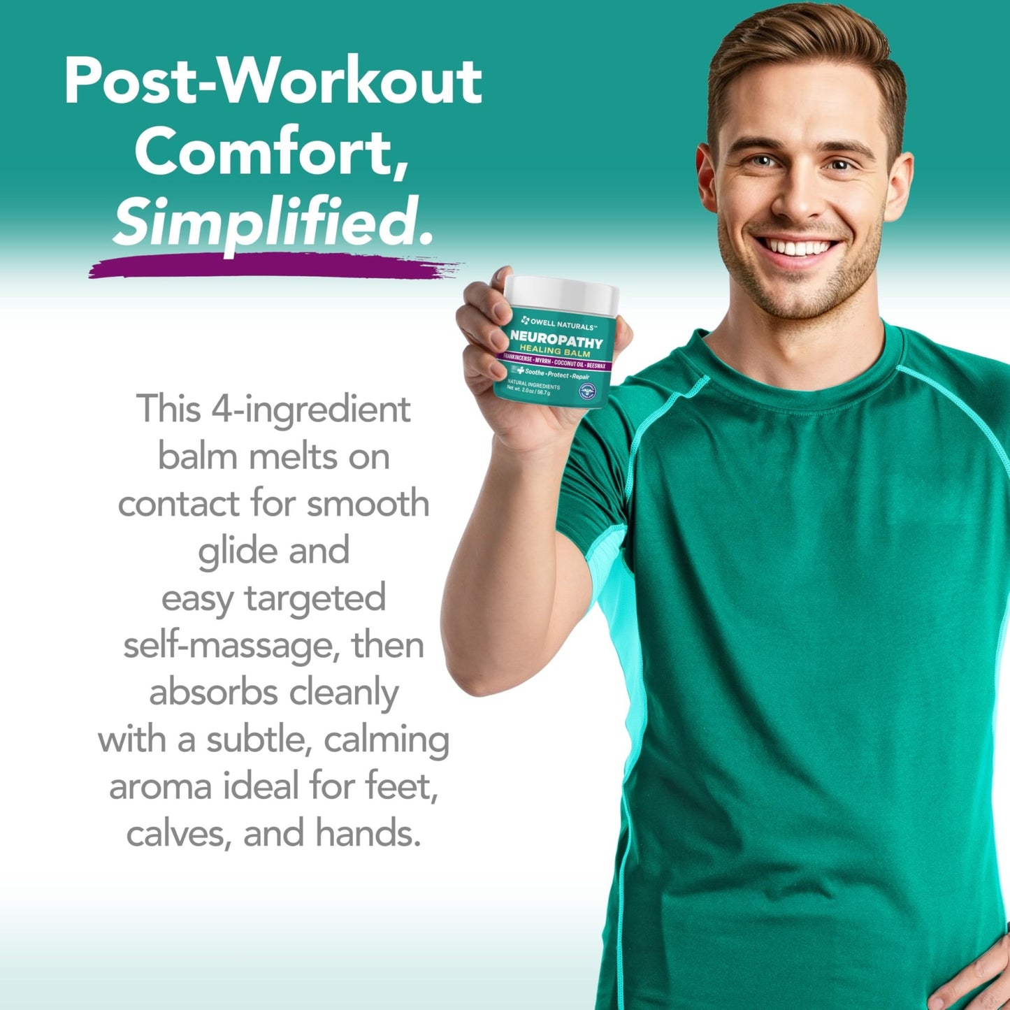 Owell Naturals Neuropathy Balm for Feet, Muscles & Joints – Long Lasting Comfort Formula with Frankincense, Myrrh, Coconut Oil, Beeswax – Fast Absorbing Botanical Skin Care, 2 oz - dailyvitalstore