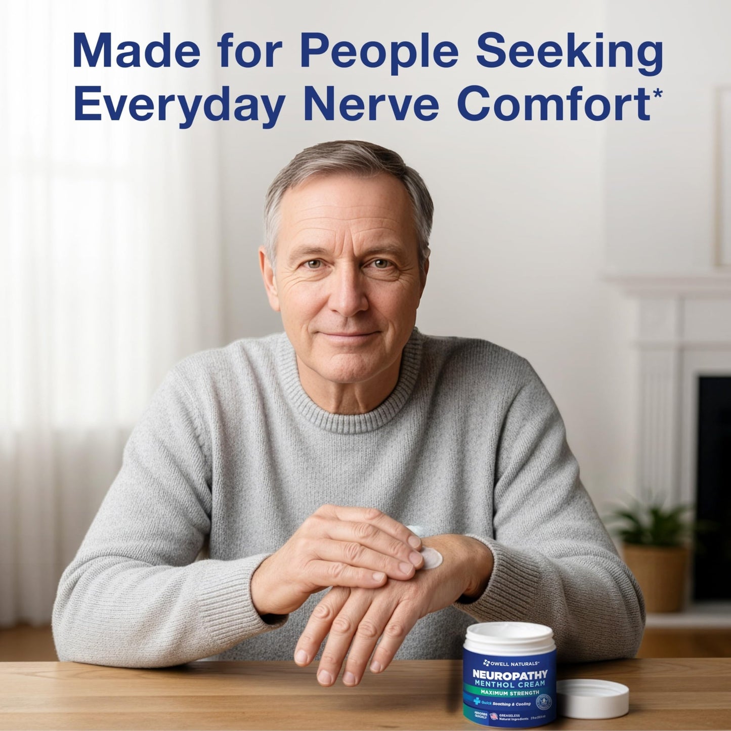 Owell Naturals Neuropathy Cream Extra Strength – Fast Absorbing Cooling for Leg, Feet & Hands – Advanced Soothing Formula with Aloe Vera, Arnica, MSM & Vitamin B6 – Made in USA, 2 fl oz - dailyvitalstore