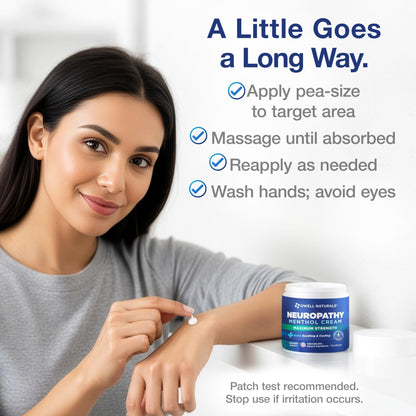 Owell Naturals Neuropathy Cream Extra Strength – Fast Absorbing Cooling for Leg, Feet & Hands – Advanced Soothing Formula with Aloe Vera, Arnica, MSM & Vitamin B6 – Made in USA, 2 fl oz - dailyvitalstore