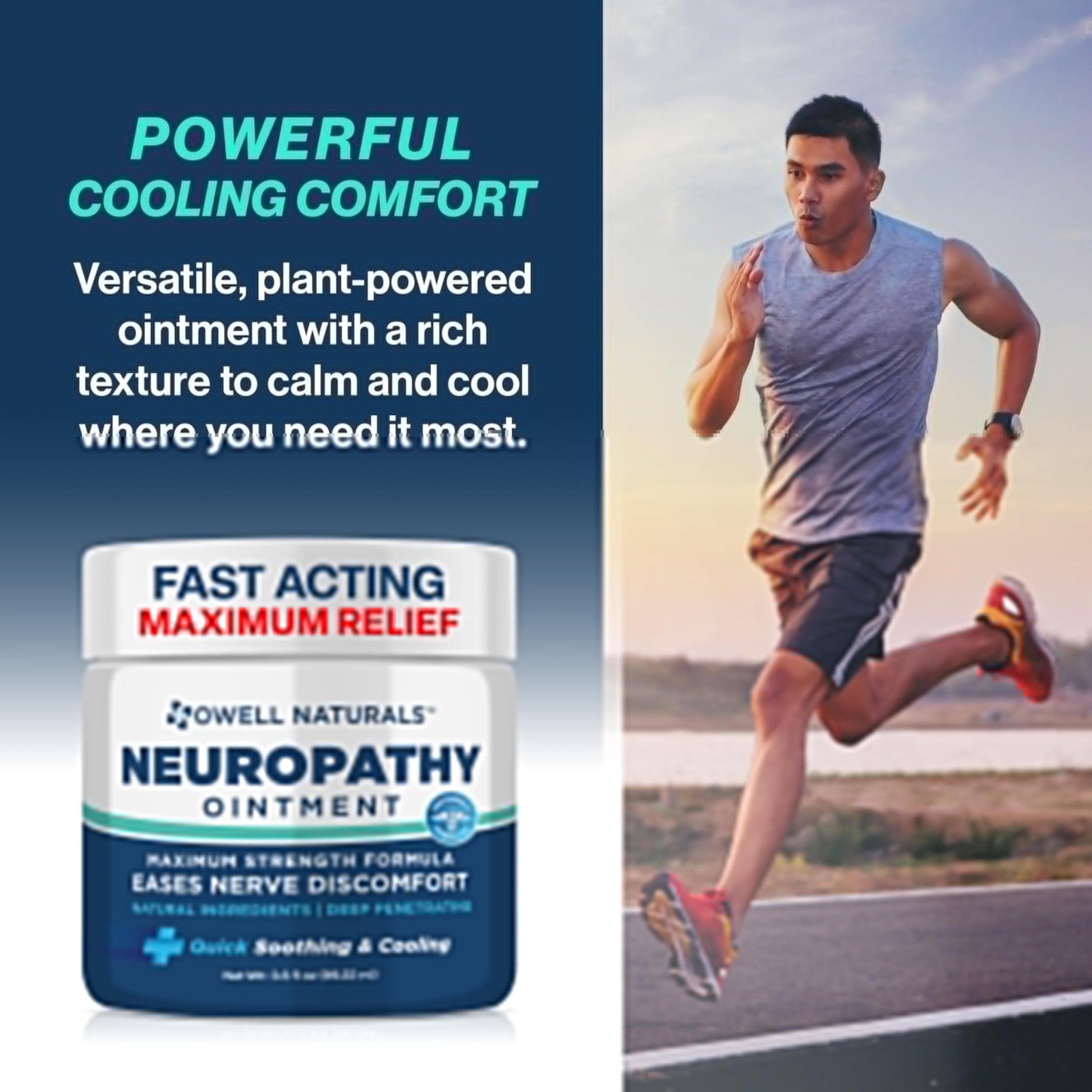 Owell Naturals Neuropathy Nerve Ointment for Feet, Fingers, Hands, Toes, Back, Legs & Arms - Fast-Acting Formula, Max Strength, Cooling Effect, 3.5 Fl Oz - dailyvitalstore