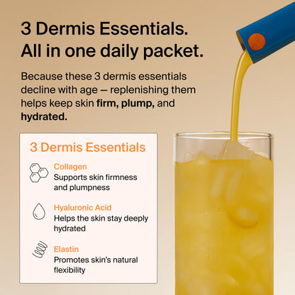 Ownist Triple Collagen Liquid Packets On-The-Go - Peptides with Hydrolyzed Marine Collagen, Elastin, Hyaluronic Acid and Vitamin for Healthy Skin - Orange Flavor - 14 Individual Stick Packs - dailyvitalstore