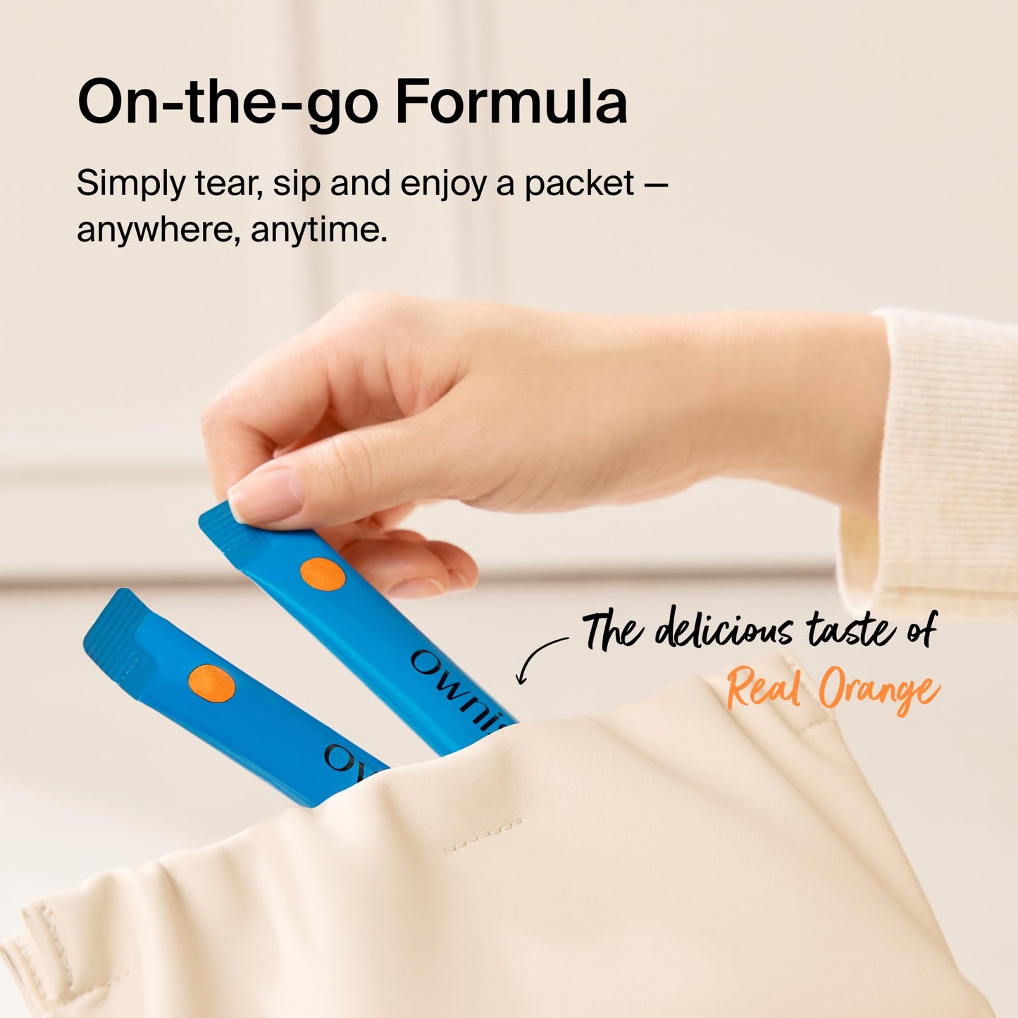 Ownist Triple Collagen Liquid Packets On-The-Go - Peptides with Hydrolyzed Marine Collagen, Elastin, Hyaluronic Acid and Vitamin for Healthy Skin - Orange Flavor - 14 Individual Stick Packs - dailyvitalstore