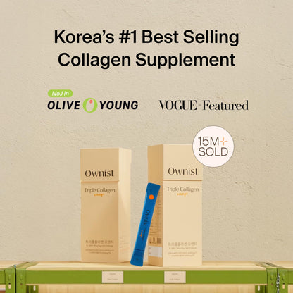 Ownist Triple Collagen Liquid Packets On-The-Go - Peptides with Hydrolyzed Marine Collagen, Elastin, Hyaluronic Acid and Vitamin for Healthy Skin - Orange Flavor - 14 Individual Stick Packs - dailyvitalstore