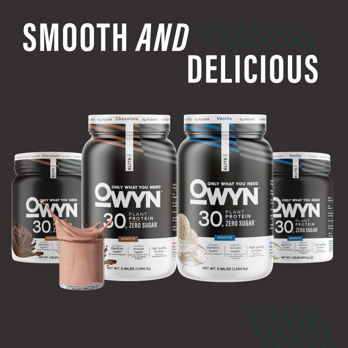 Owyn Only What You Need Pro Elite High Protein Powder, 30g Vegan Protein for Workout Recovery, Delicious Smooth Taste, Zero Sugar - dailyvitalstore