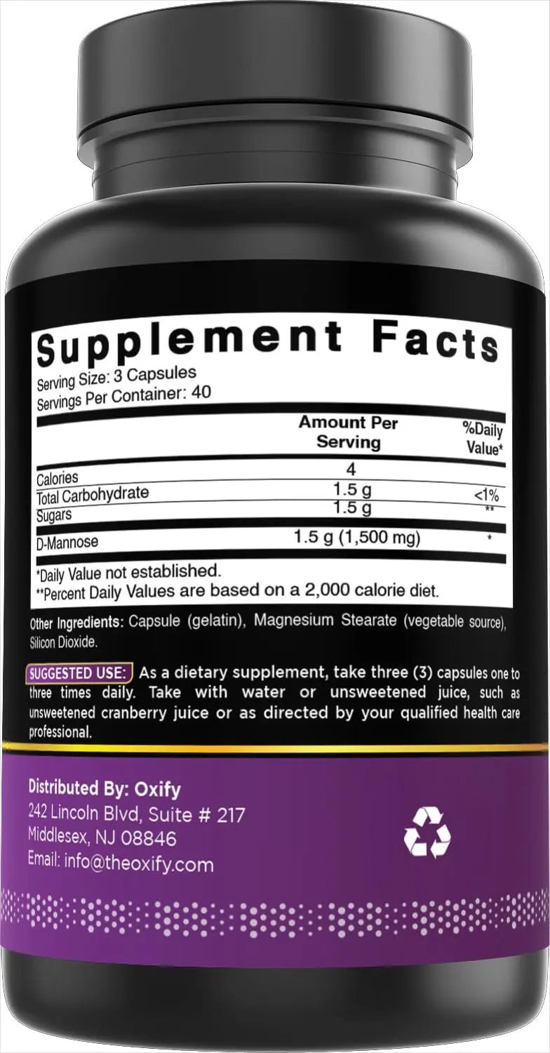 Oxify D-Mannose 1500 mg | 120 Tablets | Gluten-Free, Non-GMO | Supplement Made in USA - dailyvitalstore