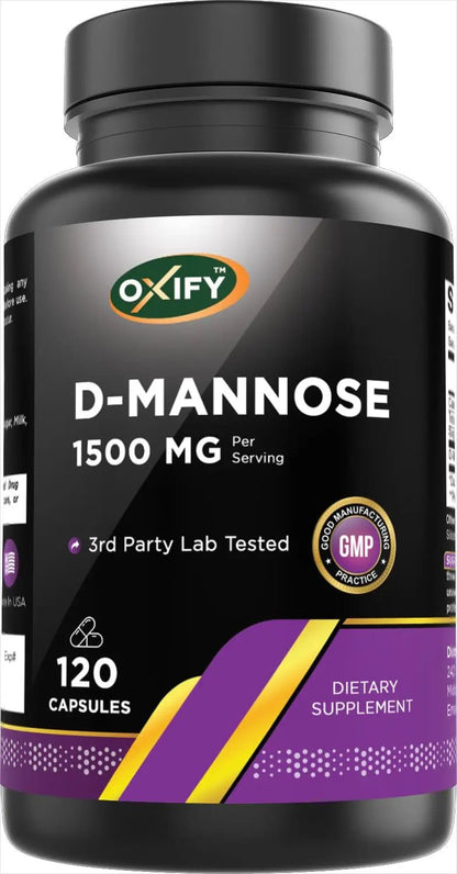 Oxify D-Mannose 1500 mg | 120 Tablets | Gluten-Free, Non-GMO | Supplement Made in USA - dailyvitalstore