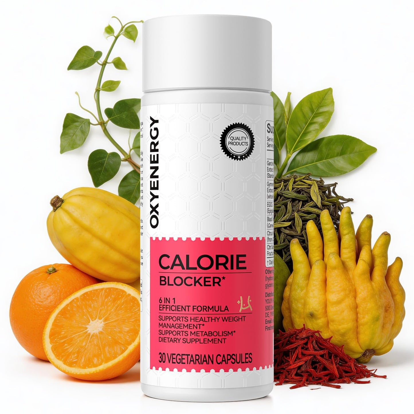 OxyEnergy Calorie Blocker 6-in-1 Natural Supplement for Women & Men, with Garcinia Cambogia,Gymnema Sylvestre & Bergamot,Boosts Metabolism, - dailyvitalstore