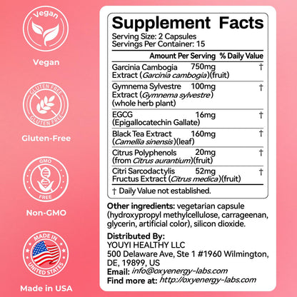 OxyEnergy Calorie Blocker 6-in-1 Natural Supplement for Women & Men, with Garcinia Cambogia,Gymnema Sylvestre & Bergamot,Boosts Metabolism, - dailyvitalstore