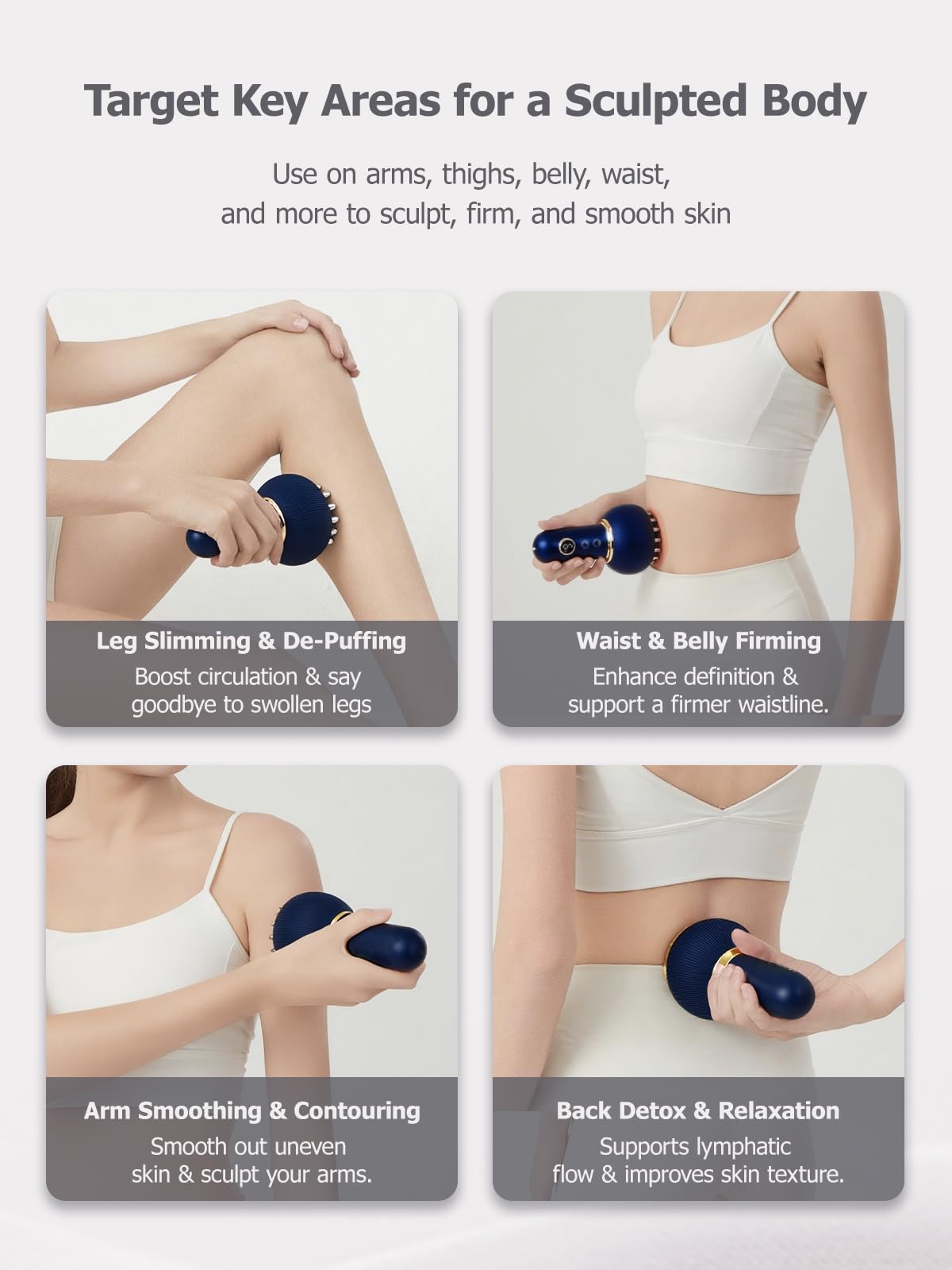 Paiaito Lymphatic Drainage Massager & Anti Cellulite Massage Tool, Helps Reduce Stretch Marks & Cellulite, for Legs, Arms & Belly, Body Sculpting Machine with Microcurrent, Light, Heat & Vibration - dailyvitalstore