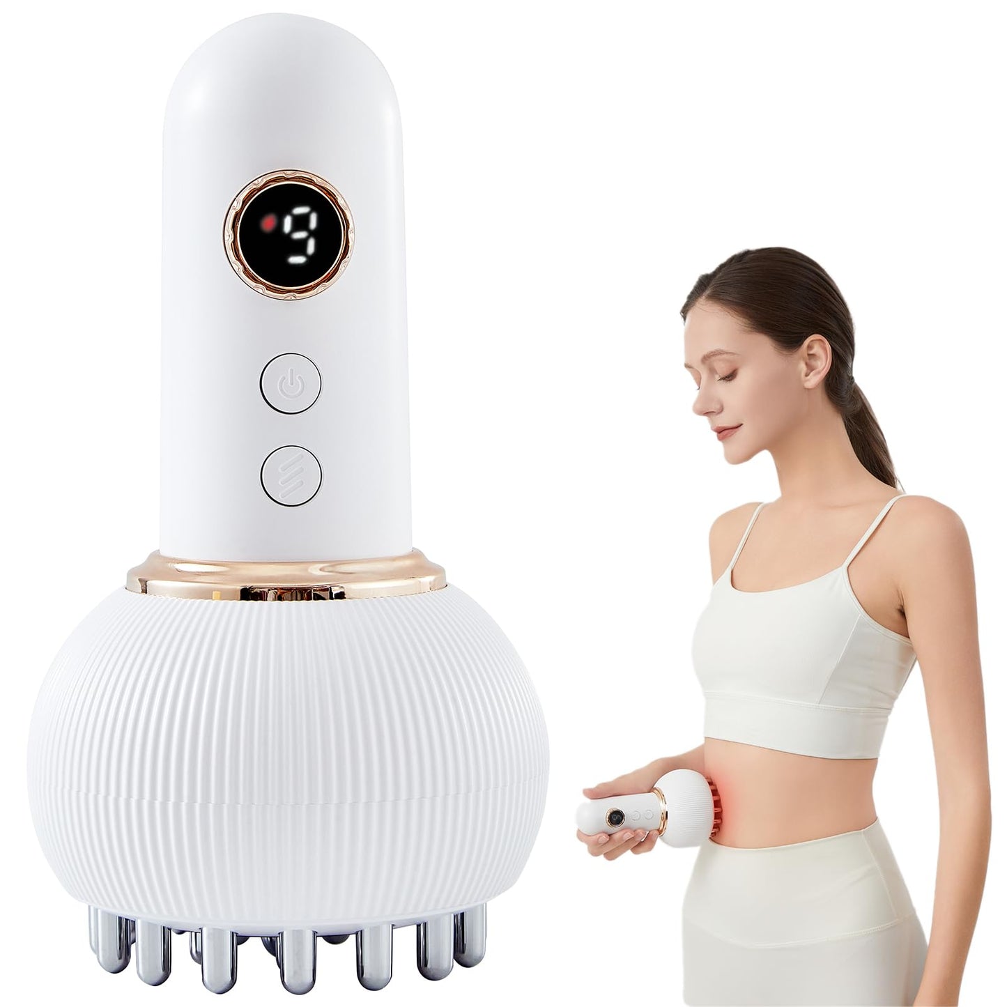 Paiaito Lymphatic Drainage Massager & Anti Cellulite Massage Tool, Helps Reduce Stretch Marks & Cellulite, for Legs, Arms & Belly, Body Sculpting Machine with Microcurrent, Light, Heat & Vibration - dailyvitalstore