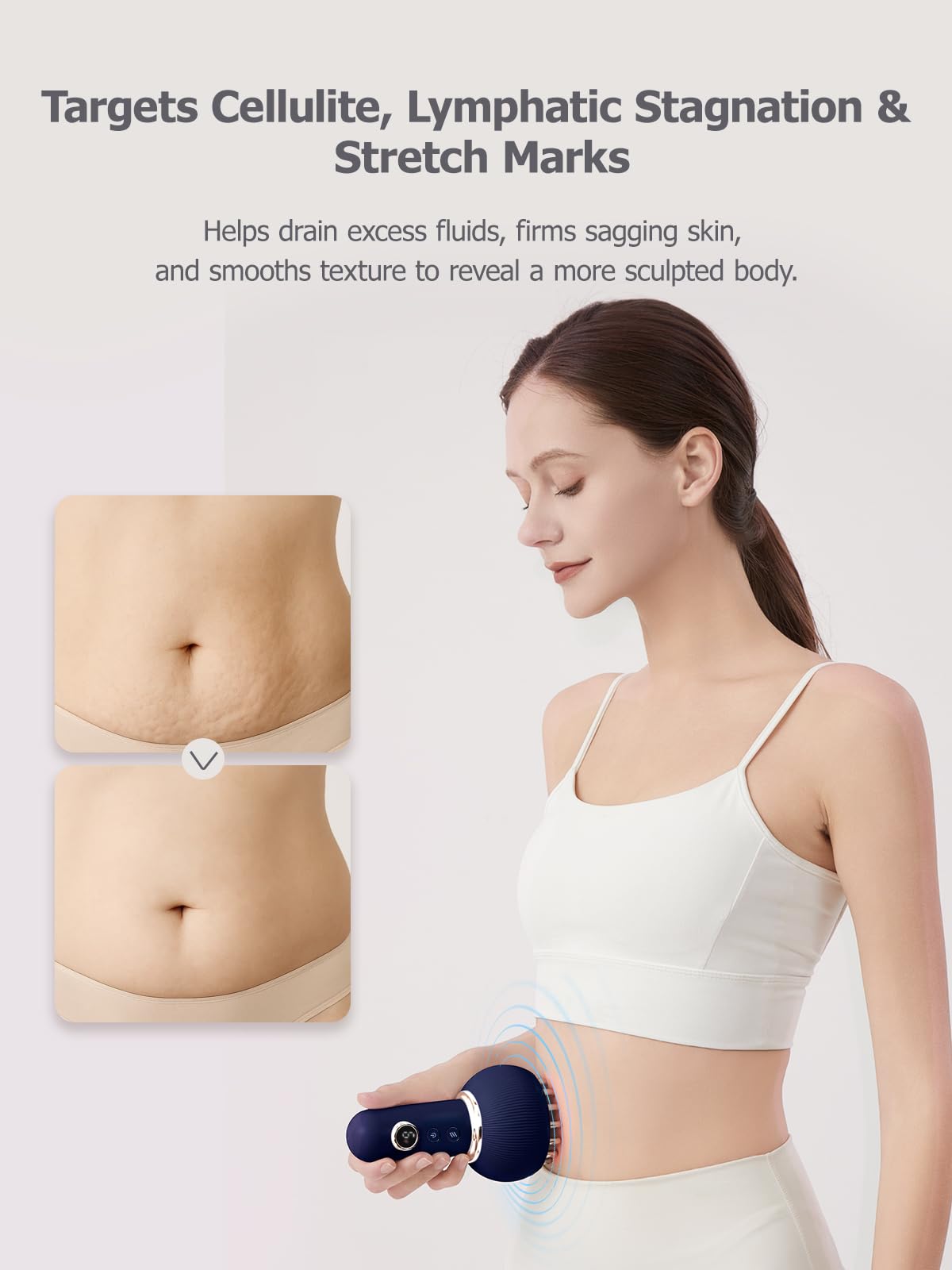 Paiaito Lymphatic Drainage Massager & Anti Cellulite Massage Tool, Helps Reduce Stretch Marks & Cellulite, for Legs, Arms & Belly, Body Sculpting Machine with Microcurrent, Light, Heat & Vibration - dailyvitalstore