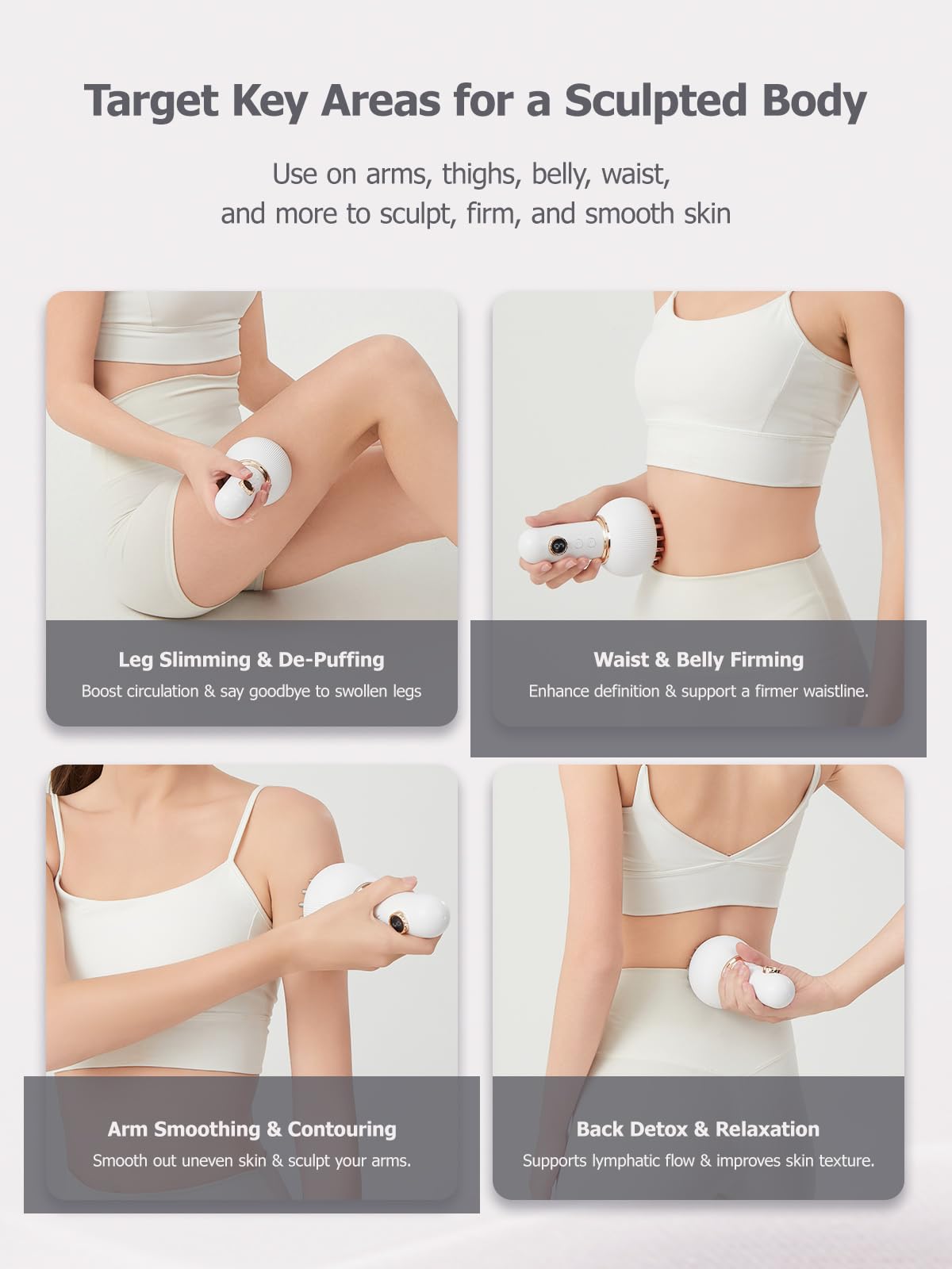 Paiaito Lymphatic Drainage Massager & Anti Cellulite Massage Tool, Helps Reduce Stretch Marks & Cellulite, for Legs, Arms & Belly, Body Sculpting Machine with Microcurrent, Light, Heat & Vibration - dailyvitalstore