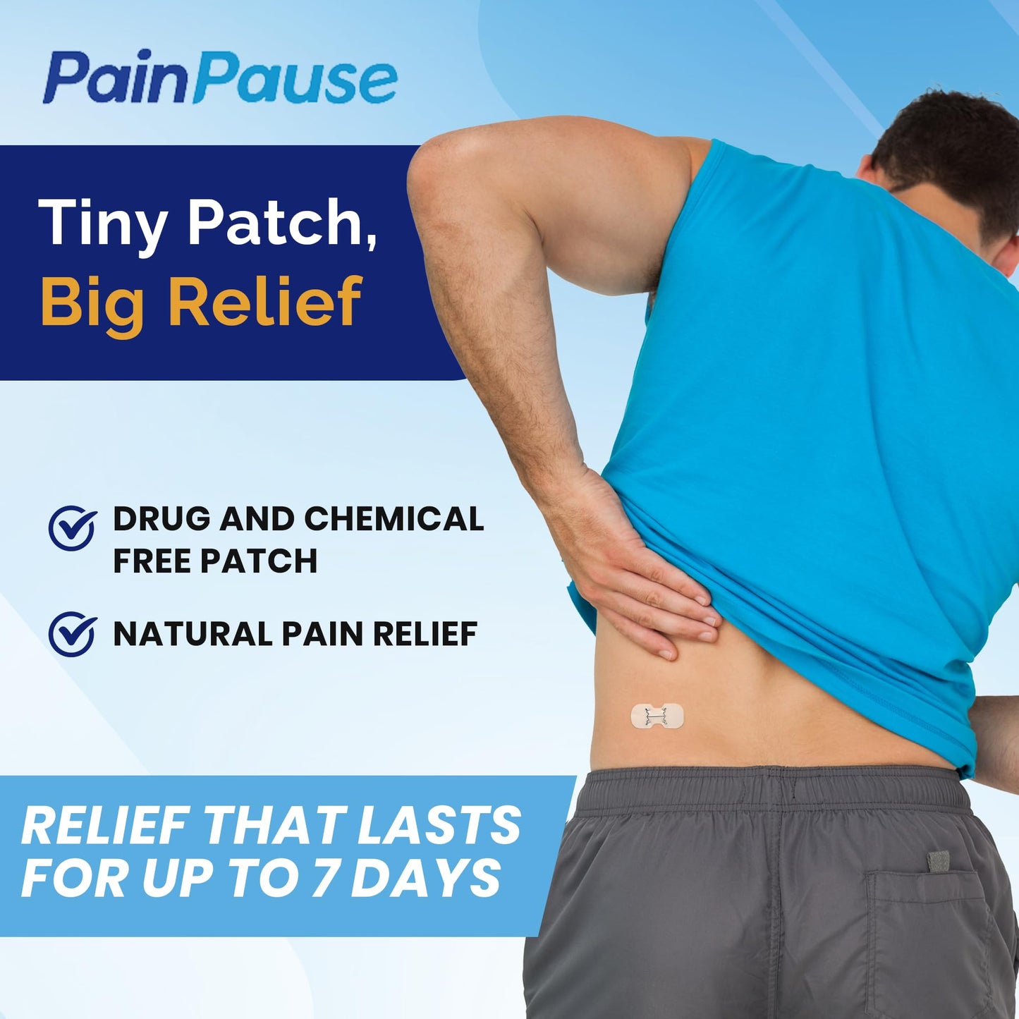 PainPause Long Lasting Pain Relief - Back, Hip, Knee, Neck, Plantar Fasciitis, and Others - Relief for Up to 7 Days, Clinically Tested, 4 Devices in 2 Pouches - dailyvitalstore