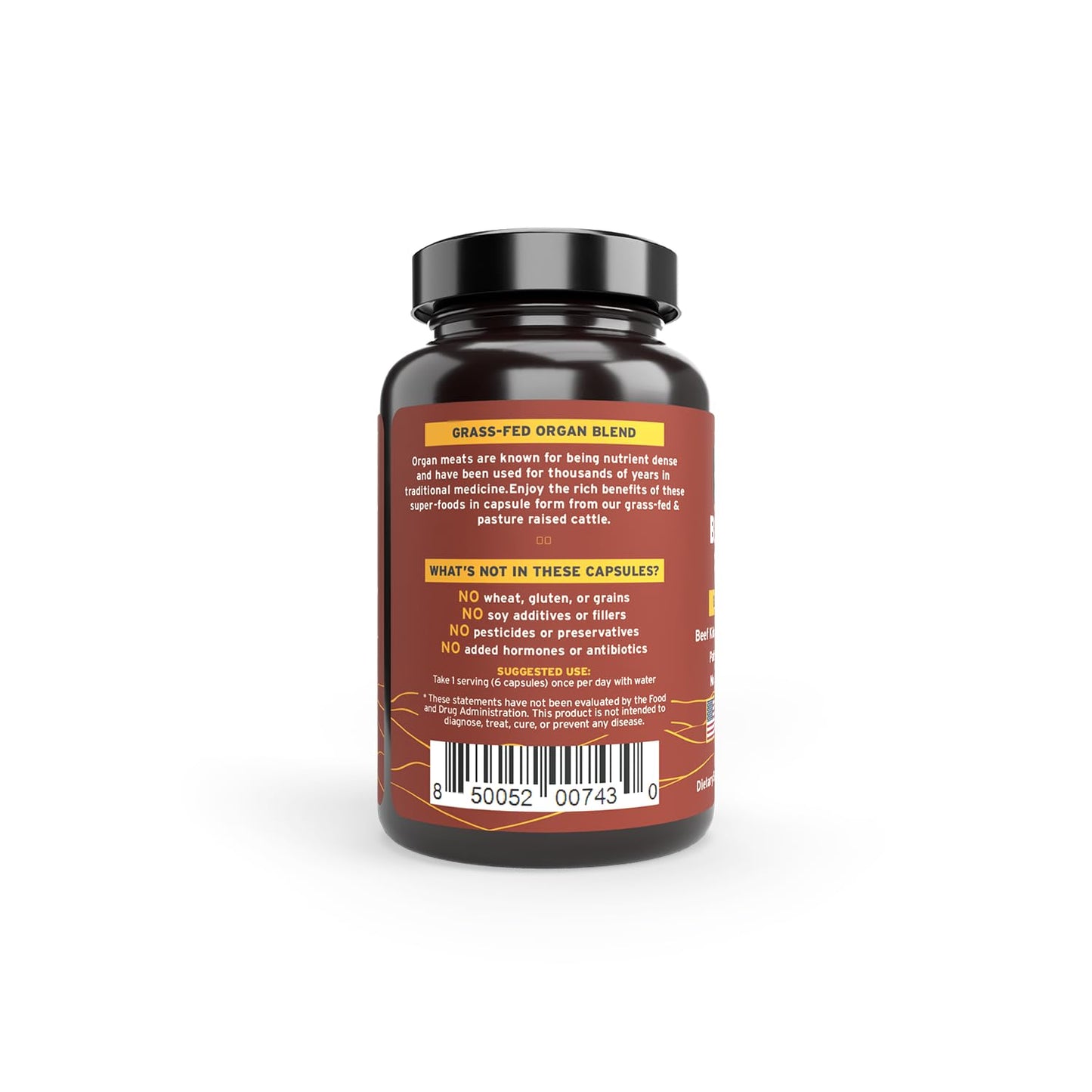 Paleo Pro O.G. Blend Premium Beef Organs Capsules, Kidney, Heart, Liver, Spleen and Pancreas from Grass Fed & Pastured Cows, Dietary Supplement, No GMO, 180 Capsules (Beef Organ Complex) - dailyvitalstore