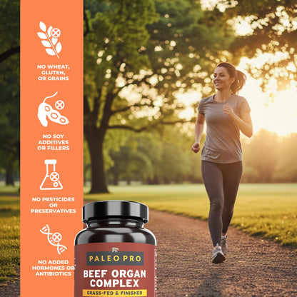Paleo Pro O.G. Blend Premium Beef Organs Capsules, Kidney, Heart, Liver, Spleen and Pancreas from Grass Fed & Pastured Cows, Dietary Supplement, No GMO, 180 Capsules (Beef Organ Complex) - dailyvitalstore