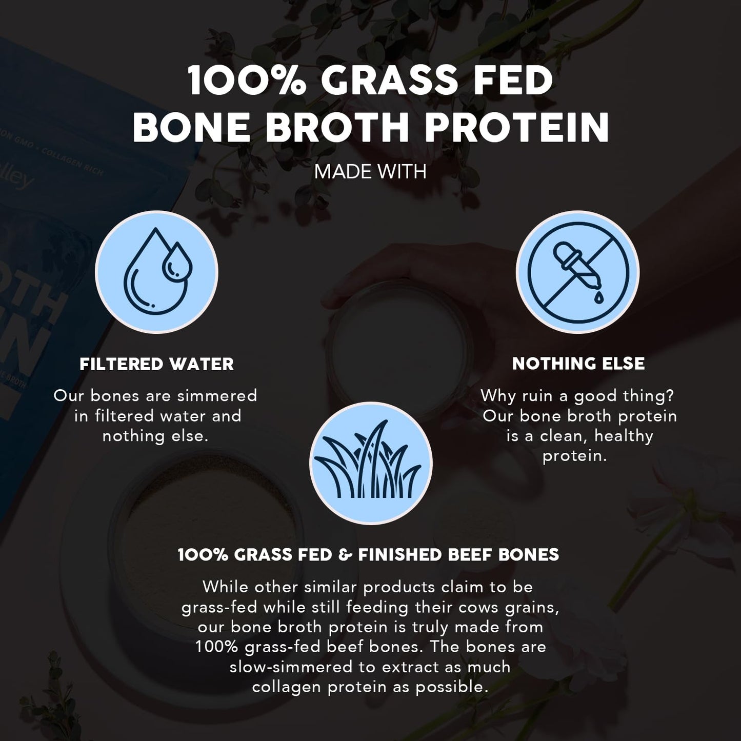 Paleovalley 100% Grass Fed Beef Bone Broth Protein Powder - Rich in Collagen Peptides for Hair, Skin, Gut Health, Bone and Joint Support - dailyvitalstore