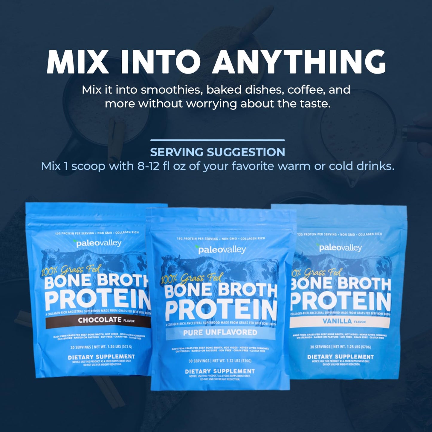 Paleovalley 100% Grass Fed Beef Bone Broth Protein Powder - Rich in Collagen Peptides for Hair, Skin, Gut Health, Bone and Joint Support - dailyvitalstore