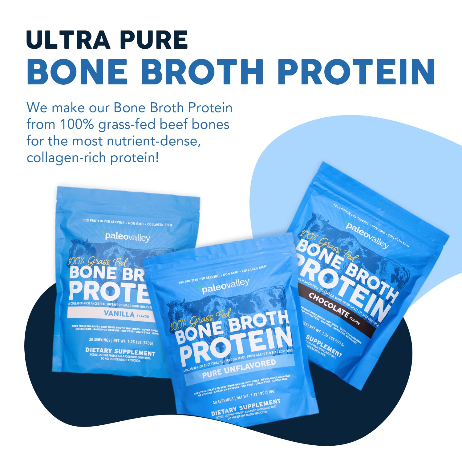 Paleovalley 100% Grass Fed Beef Bone Broth Protein Powder - Rich in Collagen Peptides for Hair, Skin, Gut Health, Bone and Joint Support - dailyvitalstore