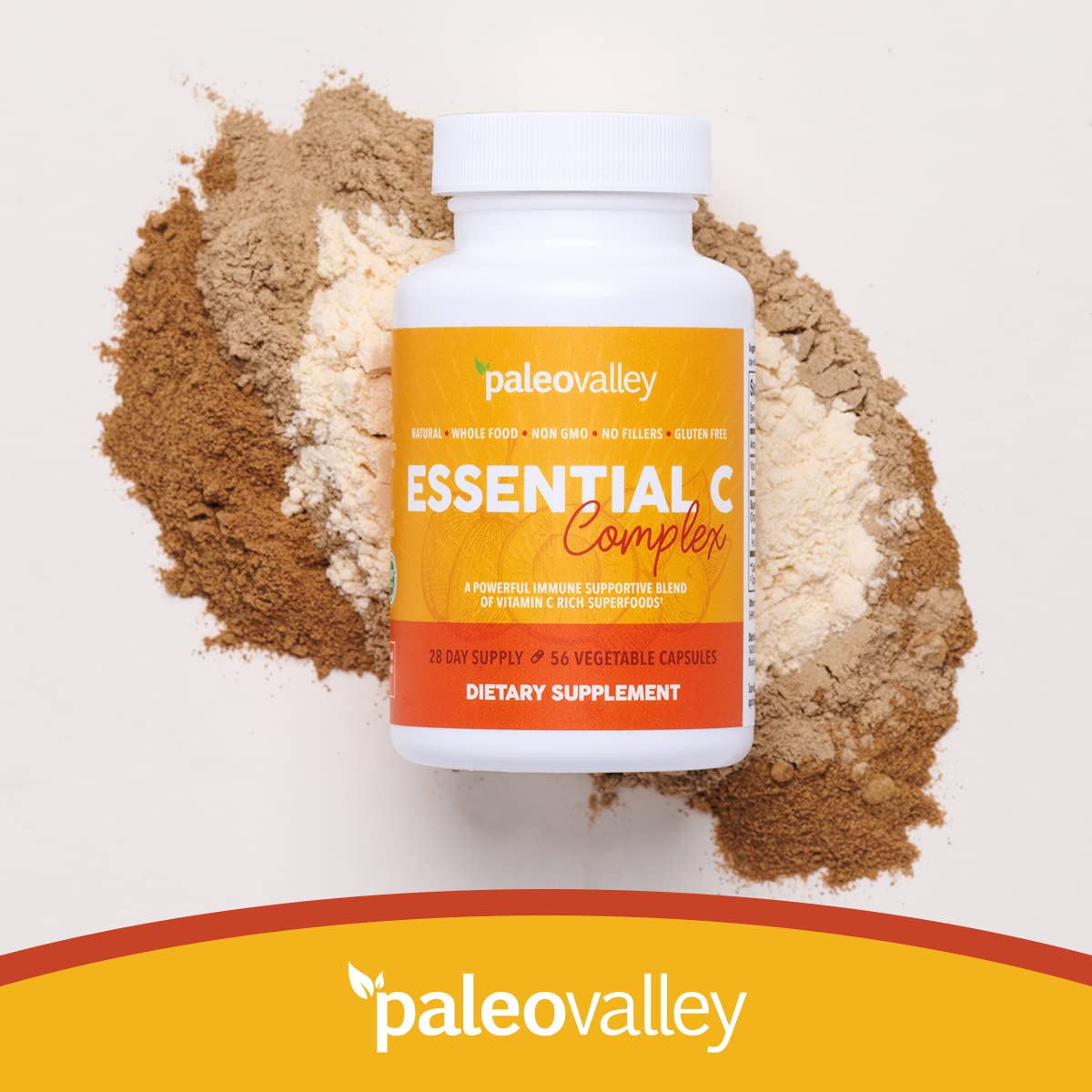 Paleovalley Essential C Complex - Vitamin C Supplement for Immune Support - 1 Pack, 450mg - Organic Superfoods Unripe Acerola Cherry, Camu Camu, Amla Berry - dailyvitalstore