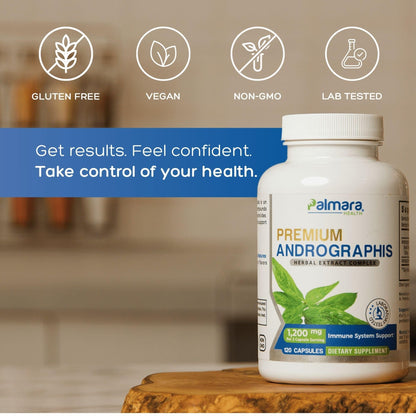 Palmara Health Premium Andrographis Paniculata Extract 1,200mg with 100mg Andrographolides Vegan Capsules for Immune & Digestive Support, Non-GMO, Gluten Free, Herbal Dietary Supplement - dailyvitalstore