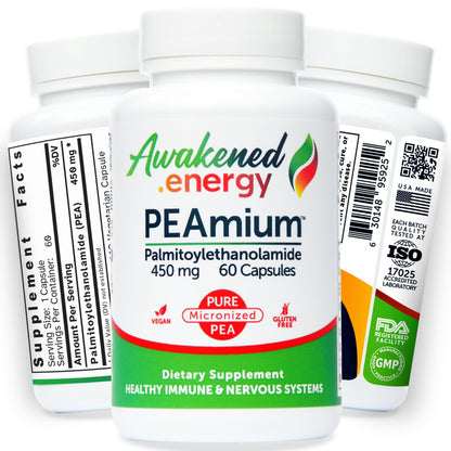 Palmitoylethanolamide 450mg Comfort Mobility Nerves Cognitive & Immune Support - Micronized High Absorption - All Natural Pea - USA Made - No Additives or Excipients – 60 Vegan Capsules Supplement - dailyvitalstore