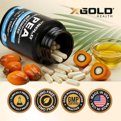 Palmitoylethanolamide Pea Supplement 600 mg | Micronized Pea 99% Highly Purified and Bioavailable | Made in USA | Supplement for Men and Women - 120 Capsules - dailyvitalstore