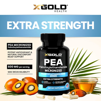 Palmitoylethanolamide Pea Supplement 600 mg | Micronized Pea 99% Highly Purified and Bioavailable | Made in USA | Supplement for Men and Women - 120 Capsules - dailyvitalstore