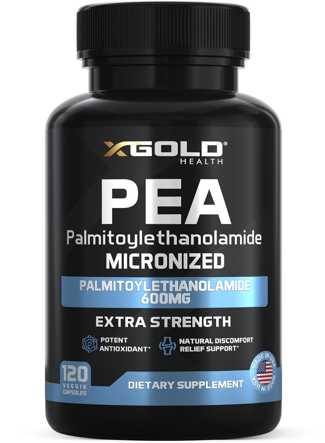 Palmitoylethanolamide Pea Supplement 600 mg | Micronized Pea 99% Highly Purified and Bioavailable | Made in USA | Supplement for Men and Women - 120 Capsules - dailyvitalstore