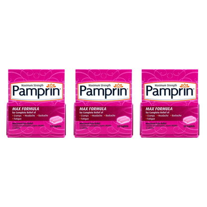 Pamprin Maximum Strength Formula, 24 Caplets (Pack of 3) - dailyvitalstore