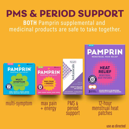 Pamprin Maximum Strength Max Pain and Energy Formula, Menstrual Period Symptoms Relief for Cramps, Bloating and Fatigue, 24 Caplets - dailyvitalstore