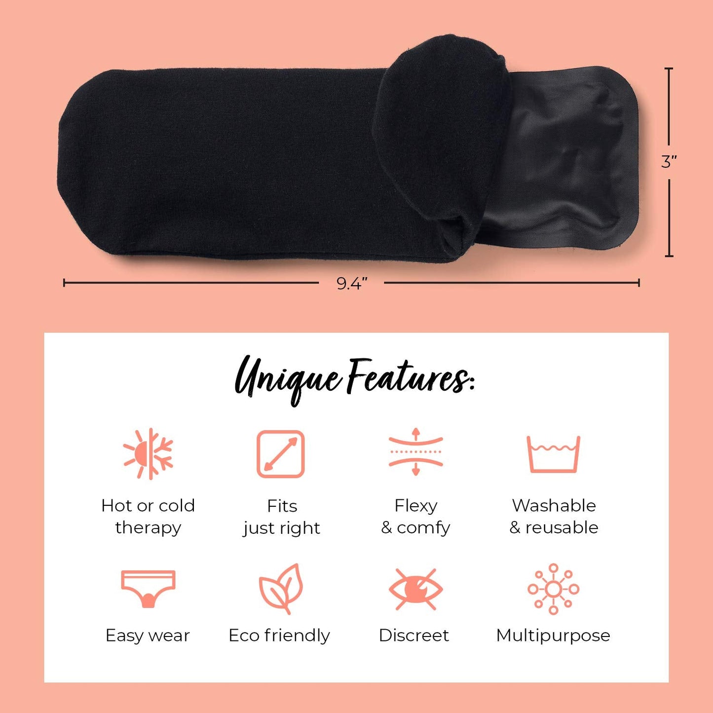 Pandabelle Hot & Cold Reusable Perineal Ice Pack with 4 Washable Cotton Sleeves & Carry Bag for Postpartum Perineal Pain, Hemorrhoids, C-Section Scar, Breastfeeding, Post-Waxing Hair Removal & More - dailyvitalstore