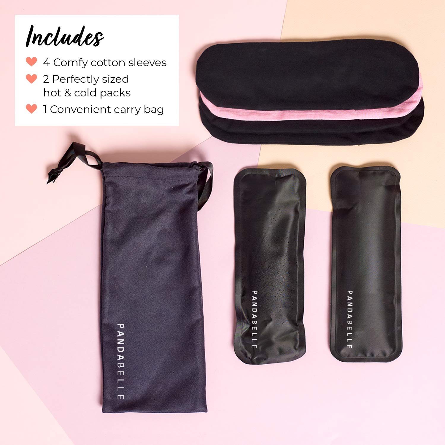 Pandabelle Hot & Cold Reusable Perineal Ice Pack with 4 Washable Cotton Sleeves & Carry Bag for Postpartum Perineal Pain, Hemorrhoids, C-Section Scar, Breastfeeding, Post-Waxing Hair Removal & More - dailyvitalstore