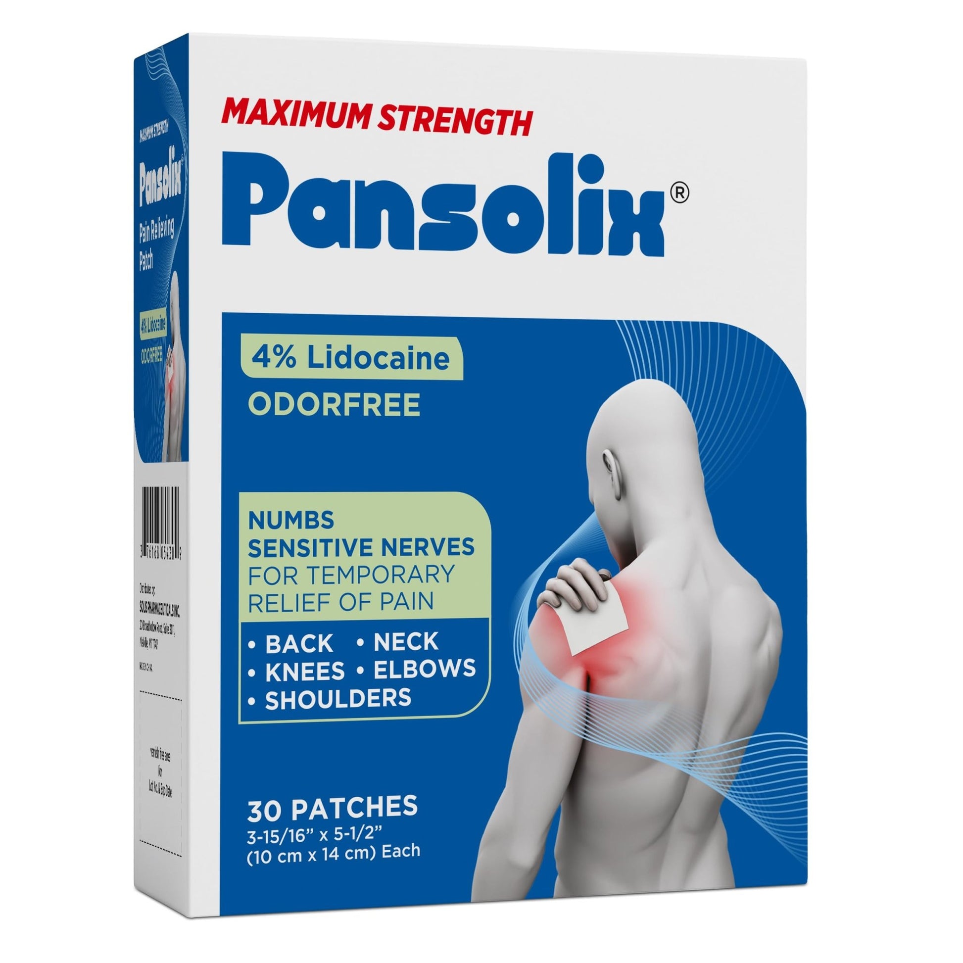 Pansolix Lidocaine Pain Relief Patches 4% | Topical Analgesic Patch | 10 x 14 cm | Skin Tone | Pack of 30 - dailyvitalstore