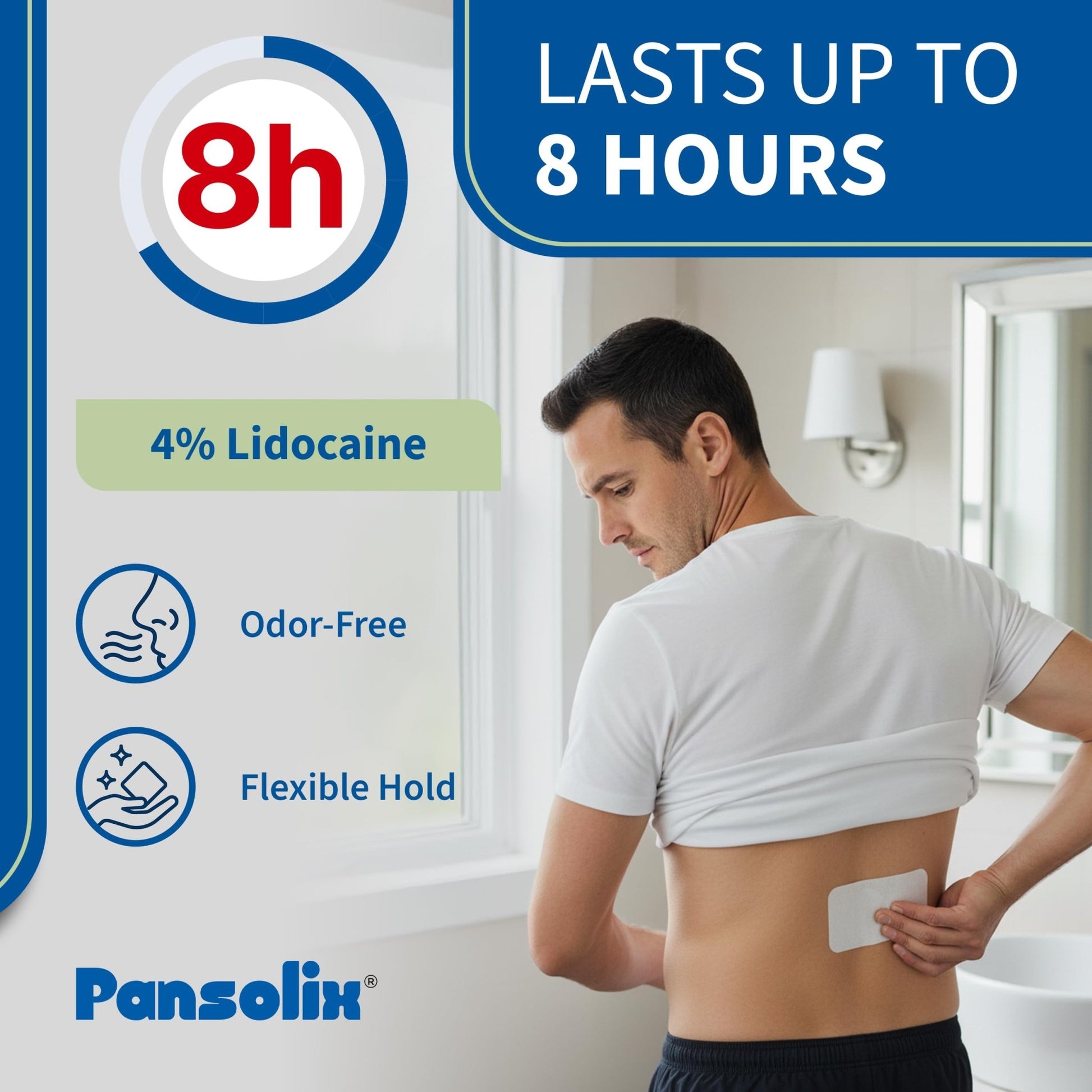 Pansolix Lidocaine Pain Relief Patches 4% | Topical Analgesic Patch | 10 x 14 cm | Skin Tone | Pack of 30 - dailyvitalstore