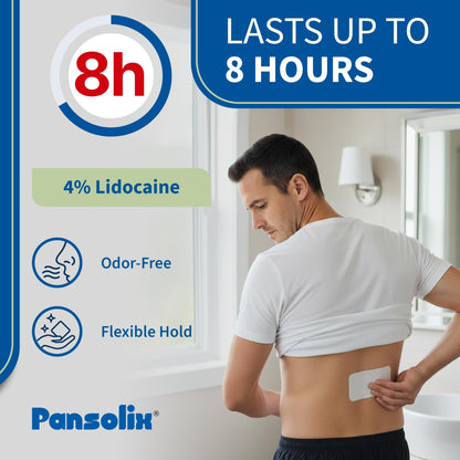 Pansolix Lidocaine Pain Relief Patches 4% | Topical Analgesic Patch | 10 x 14 cm | Skin Tone | Pack of 30 - dailyvitalstore