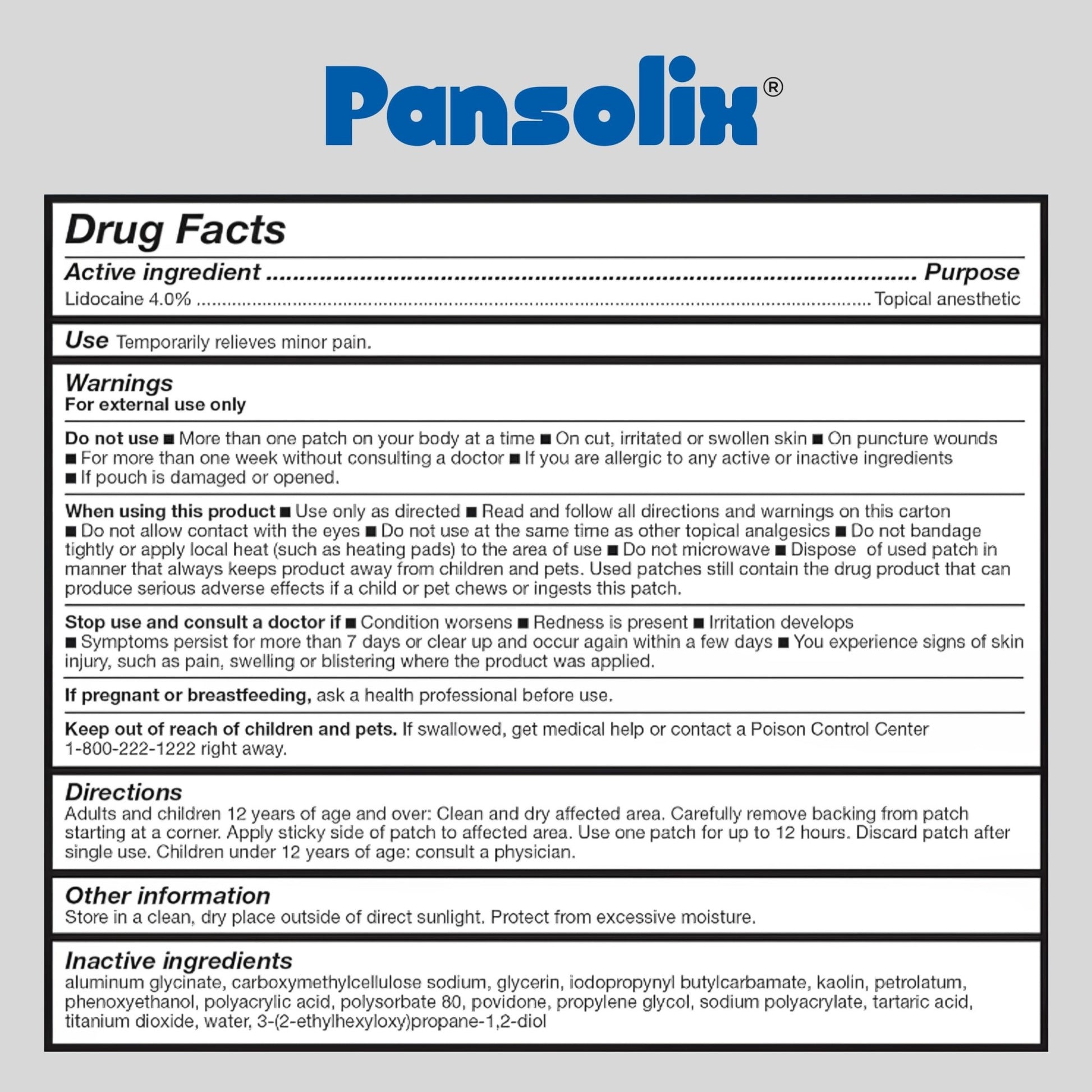 Pansolix Lidocaine Pain Relief Patches 4% | Topical Analgesic Patch | 10 x 14 cm | Skin Tone | Pack of 30 - dailyvitalstore