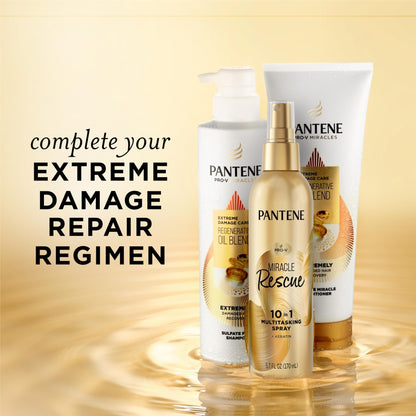 Pantene Miracle Rescue 10in1 Multitasking Spray - Heat Protection, Detangles, Repairs Damaged, Dry Hair, Improves Shine, Leave-In Conditioning Treatment with Keratin and Pro-Vitamin B5, 5.7 oz - dailyvitalstore