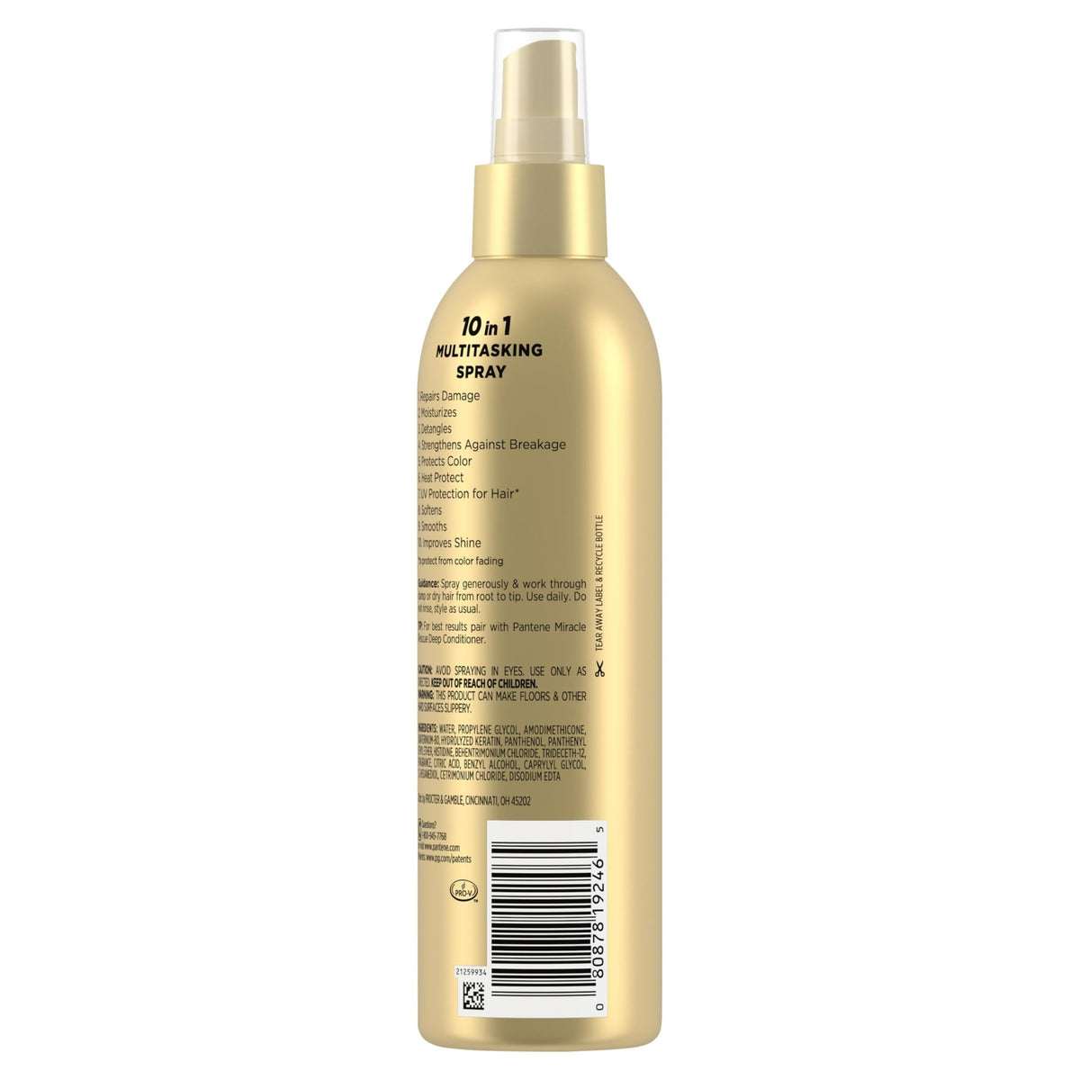 Pantene Miracle Rescue 10in1 Multitasking Spray - Heat Protection, Detangles, Repairs Damaged, Dry Hair, Improves Shine, Leave-In Conditioning Treatment with Keratin and Pro-Vitamin B5, 5.7 oz - dailyvitalstore